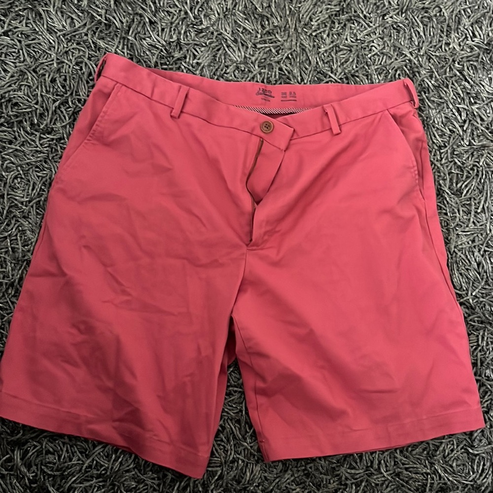 Washed red izod shorts
